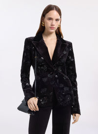 Embroidered Velvet Blazer