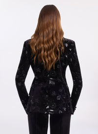 Embroidered Velvet Blazer