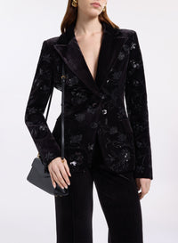 Embroidered Velvet Blazer