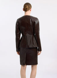 Printed Croco Leather Jacket