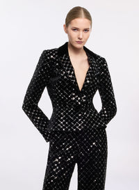 Embroidered Velvet Blazer