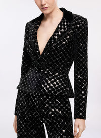 Embroidered Velvet Blazer