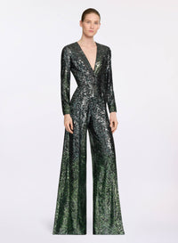 Sequin V-Neck Jumpsuit