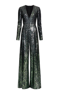 Sequin V-Neck Jumpsuit