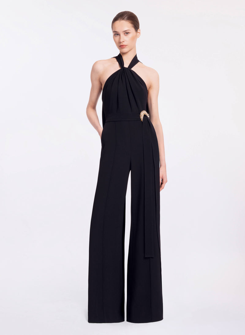 Crystal Embellished Cady Jumpsuit