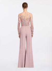 Embroidered Tulle and Cady Jumpsuit