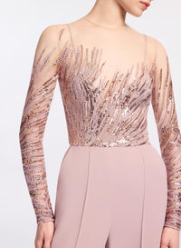 Embroidered Tulle and Cady Jumpsuit