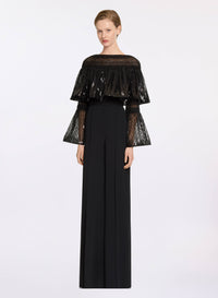 Macramé and Sequin Ruffled Jumpsuit