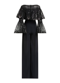 Macramé and Sequin Ruffled Jumpsuit