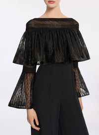 Macramé and Sequin Ruffled Jumpsuit