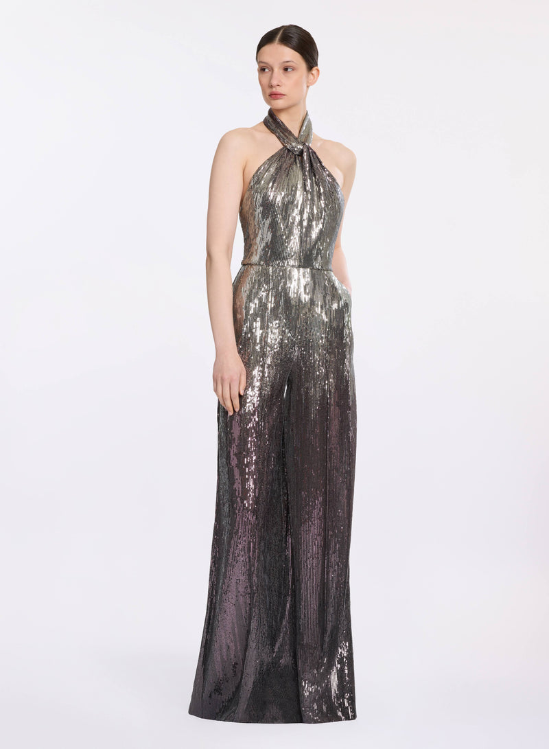 Halter Gradient Sequin Jumpsuit