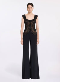 Bead Embroidered Cady Jumpsuit