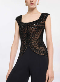 Bead Embroidered Cady Jumpsuit