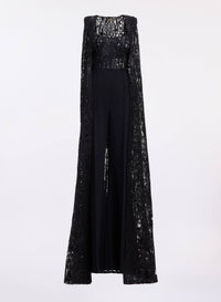 Sequin Embroidered Tulle & Cady Jumpsuit