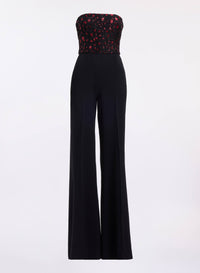 Sequin Embroidered Tulle & Cady Jumpsuit