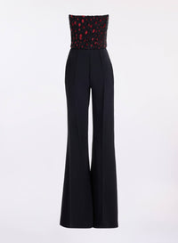 Sequin Embroidered Tulle & Cady Jumpsuit