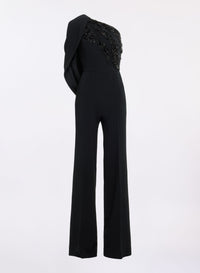 Asymmetric Embellished Cady Jumpsuit