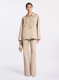 Embroidered Gabardine Pants