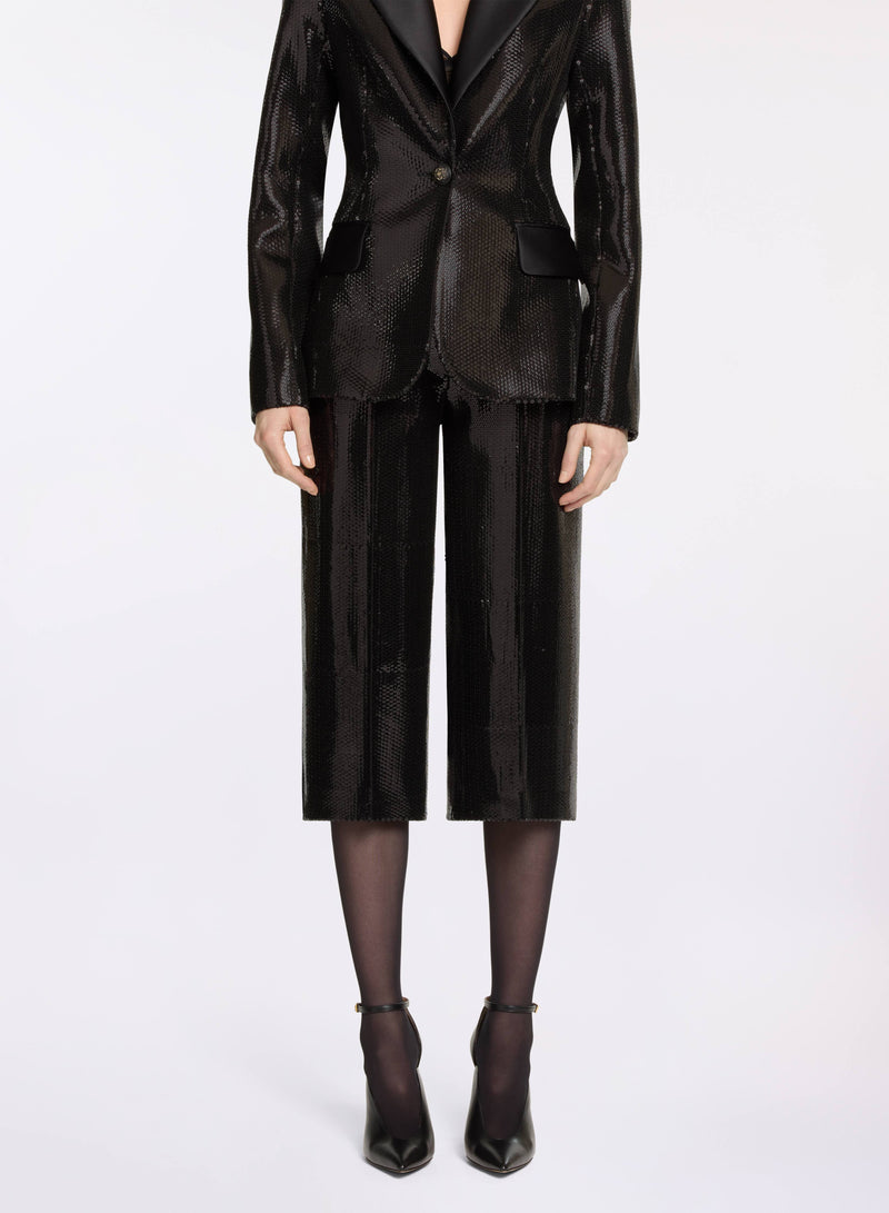 Sequin and Satin Cropped Pants
