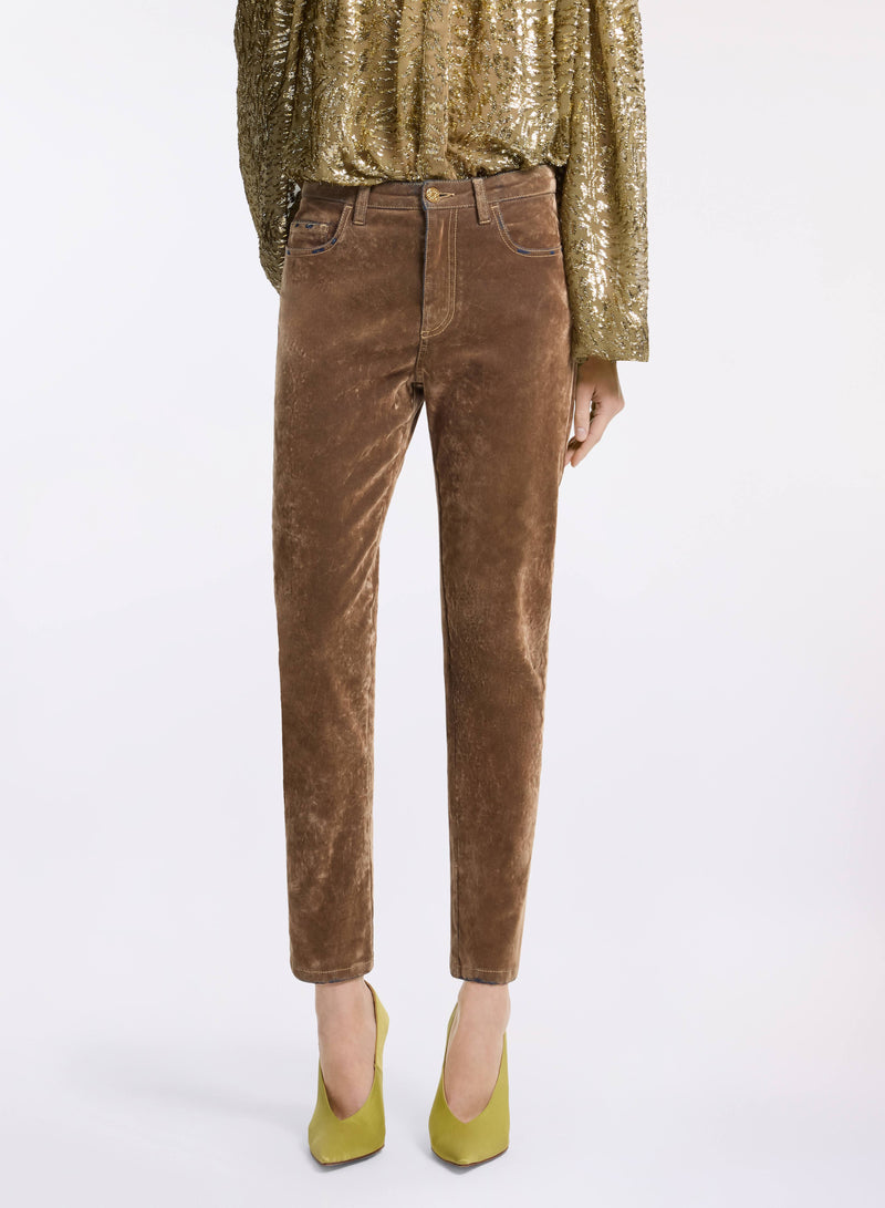 Flocked Denim Pants