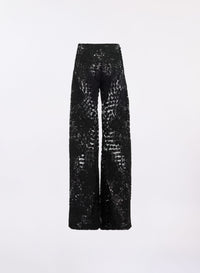Sequin Embroidered Tulle Pants