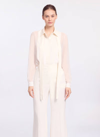 Embellished Pinstripe Silk Shirt