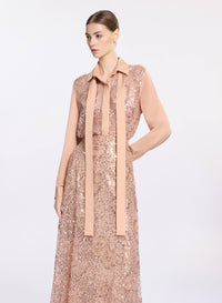 Sequin Embroidered Tulle Shirt