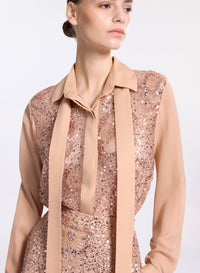Sequin Embroidered Tulle Shirt