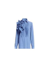 Pleated Ruffle Chiffon Shirt