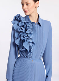 Pleated Ruffle Chiffon Shirt