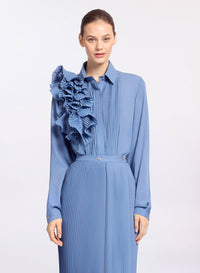Pleated Ruffle Chiffon Shirt