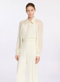 Cord Embellished Crepe and Silk Shirt