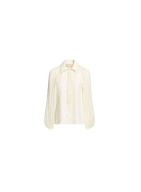 Cord Embellished Crepe and Silk Shirt