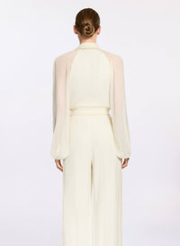 Cord Embellished Crepe and Silk Shirt