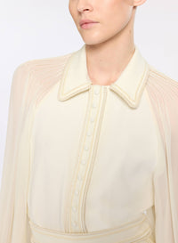 Cord Embellished Crepe and Silk Shirt