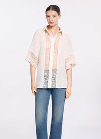 Cotton Embroidered Silk Shirt