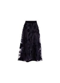 Velvet Embroidered Midi Skirt