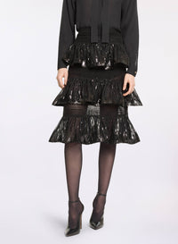 Macramé and Sequin Ruffled Skirt