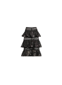 Macramé and Sequin Ruffled Skirt