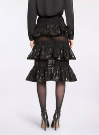 Macramé and Sequin Ruffled Skirt