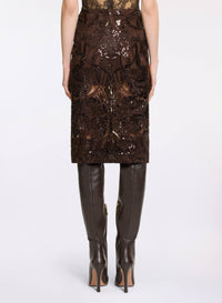 Sequin Embroidered Midi Skirt