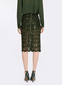 Bead Embroidered Midi Skirt