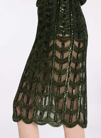 Bead Embroidered Midi Skirt