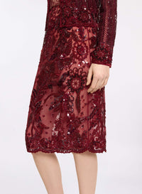 Bead Embroidered Midi Skirt