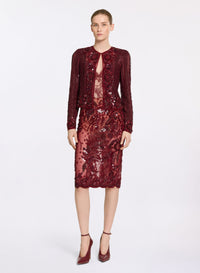 Bead Embroidered Midi Skirt