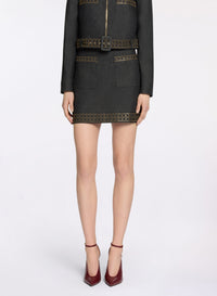 Embellished Denim Short Skirt