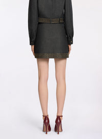 Embellished Denim Short Skirt