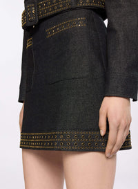 Embellished Denim Short Skirt