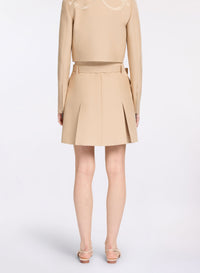 Embroidered Gabardine Short Skirt