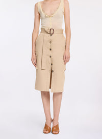 Cotton Drill Midi Skirt